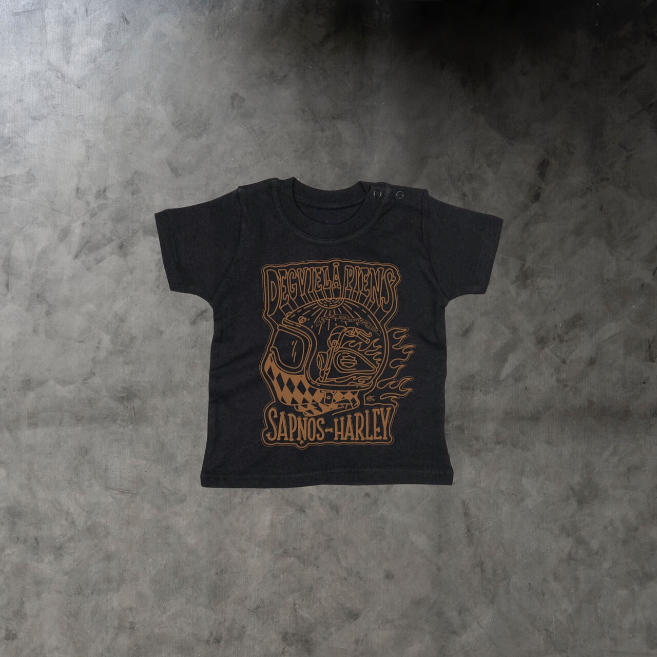Bērnu T-krekls: Degvielā – Piens. Sapņos – Harley